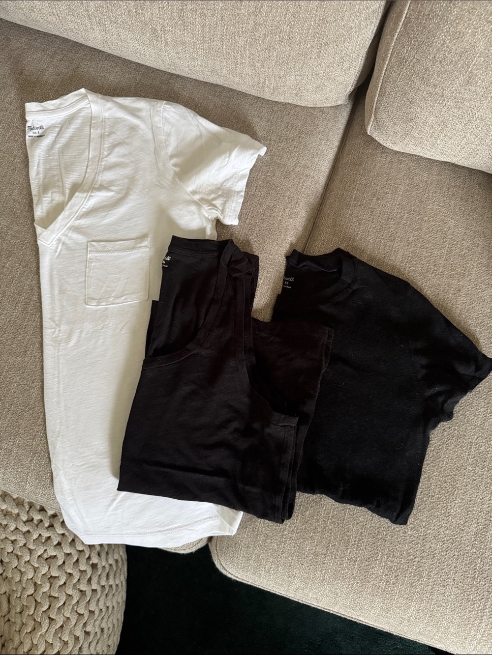Madewell Short Sleeve Tee/Tank Bundle in White and Black